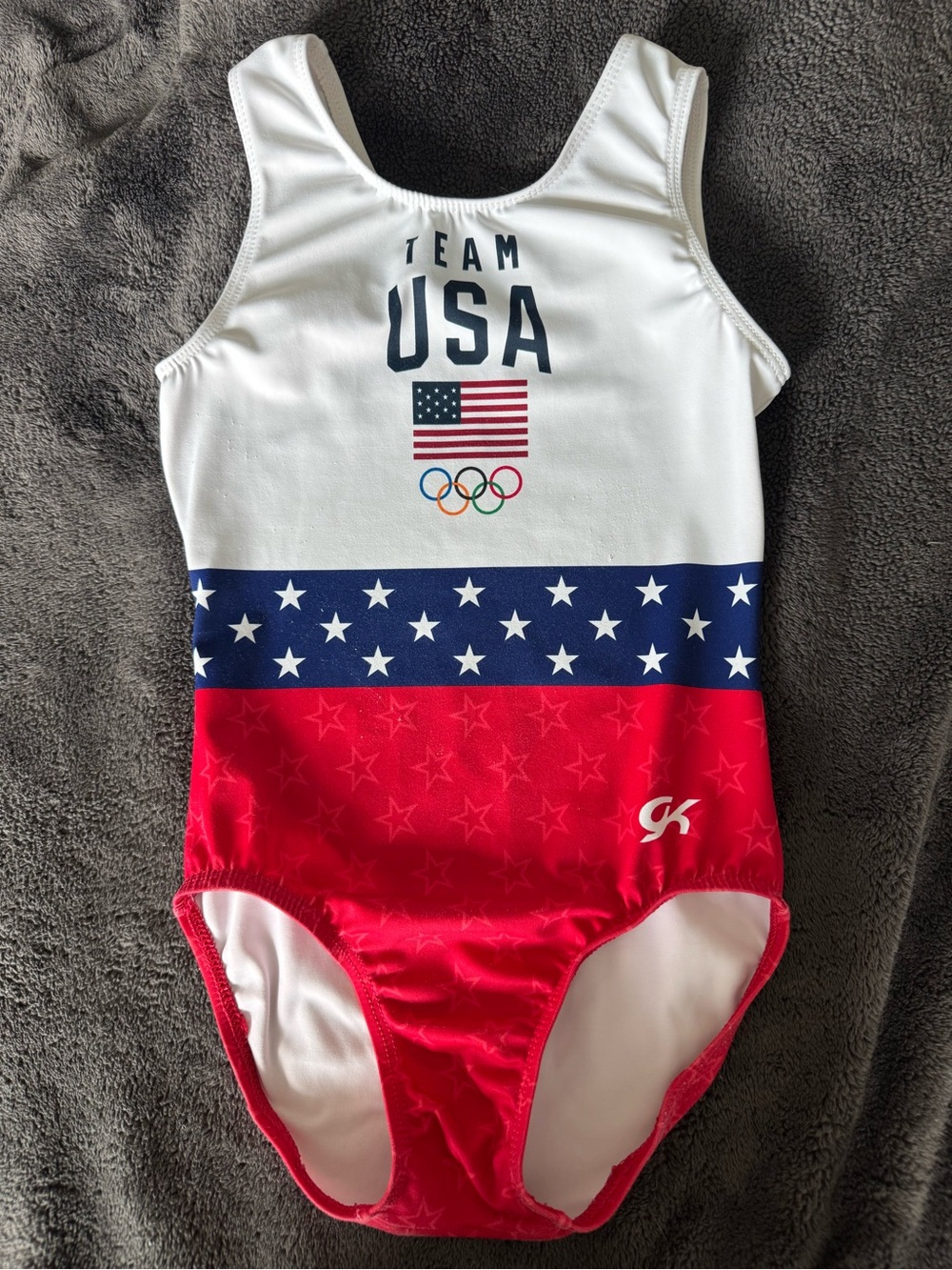 GK Kids One-Piece Bodysuit White Navy Red - Team USA Olympic Design
